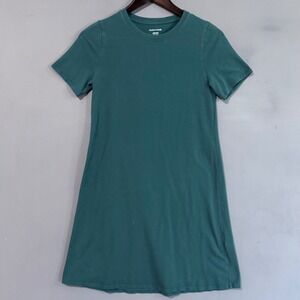 Eileen Fisher Emerald Green Cotton Tee Shirt Jersey Dress Short Sleeve XXS